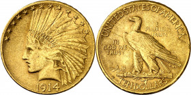 Estados Unidos. 1914. S (San Francisco). 10 dólares. (Fr. 167) (Kr. 130). Tipo "indio". AU. 16,66 g. MBC+.