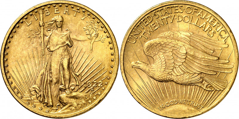 Estados Unidos. 1922. Filadelfia. 20 dólares. (Fr. 185) (Kr. 131). AU. 33,41 g. ...