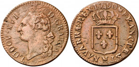 Francia. 1790. Luis XVI. (N) Montpellier. 1 sol. (Kr. 578.12). CU. 10,79 g. MBC.