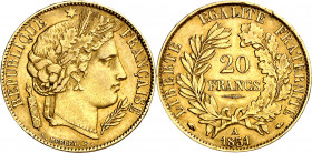 Francia. 1851. II República. A (París). 20 francos. (Fr. 566) (Kr. 762). AU. 6,44 g. MBC+.