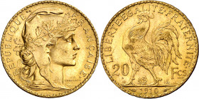 Francia. 1910. III República. 20 francos. (Fr. 596a) (Kr. 857). AU. 6,45 g. EBC.