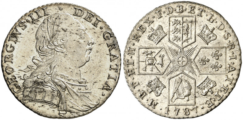 Gran Bretaña. 1787. Jorge III. 1 chelín. (Kr. 607.1). Bella. AG. 6 g. EBC.