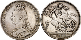 Gran Bretaña. 1889. Victoria. 1 corona. (Kr. 765). AG. 27,91 g. MBC.
