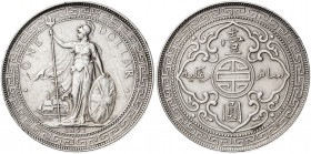 Gran Bretaña. 1897. Victoria. 1 dólar de comercio. (Kr. T5). Golpecitos. AG. 26,81 g. MBC.