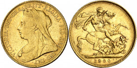 Gran Bretaña. 1900. Victoria. 1 libra. (Fr. 396) (Kr. 785). AU. 7,95 g. MBC-.