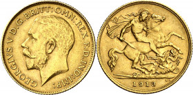 Gran Bretaña. 1913. Jorge V. 1/2 libra. (Fr. 405) (Kr. 819). AU. 3,98 g. MBC/MBC-.