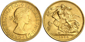 Gran Bretaña. 1958. Isabel II. 1 libra. (Fr. 417) (Kr. 908). AU. 7,99 g. EBC.