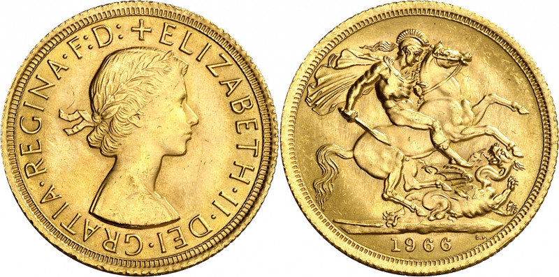 Gran Bretaña. 1966. Isabel II. 1 libra. (Fr. 417) (Kr. 908). AU. 7,99 g. EBC.