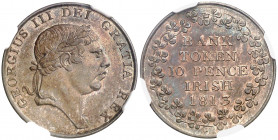 Irlanda. 1813. Jorge III. 10 peniques. (Kr. Tn5). En cápsula de la NGC como MS64, nº 4190028-004. Muy bella. AG. S/C.