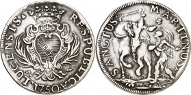 Italia. Lucca. 1750. 1 escudo. (Kr. 60). Sirvió como joya. Raro. 26,42 g. (MBC).