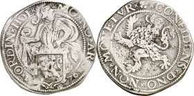 Países Bajos. (15)76. Escudo del león. (Dav. 8838) (Delmonte 831). AG. 26,83 g. MBC-.