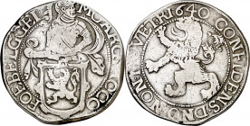 Países Bajos. Gelderland. 1640. Escudo del león. (Dav. 4849) (Kr. 15.2). AG. 26,37 g. BC+.