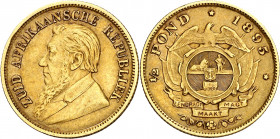 Sudáfrica. 1895. 1/2 libra. (Fr. 3) (Kr. 9.2). AU. 3,95 g. MBC+.