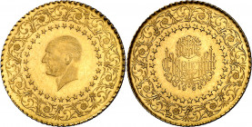 Turquía. 1968. Kemal Ataturk. 25 kurush de luxe. (Fr. 212). AU. 1,78 g. S/C-.