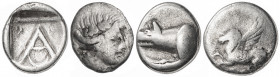 Lote de 4 monedas en plata, varias cecas. A examinar. BC/MBC-.