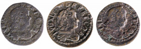 Guerra dels Segadors. Barcelona. 1 sisè. Lote de 3 monedas, fecha 1651 en una de ellas. A examinar. BC/MBC.