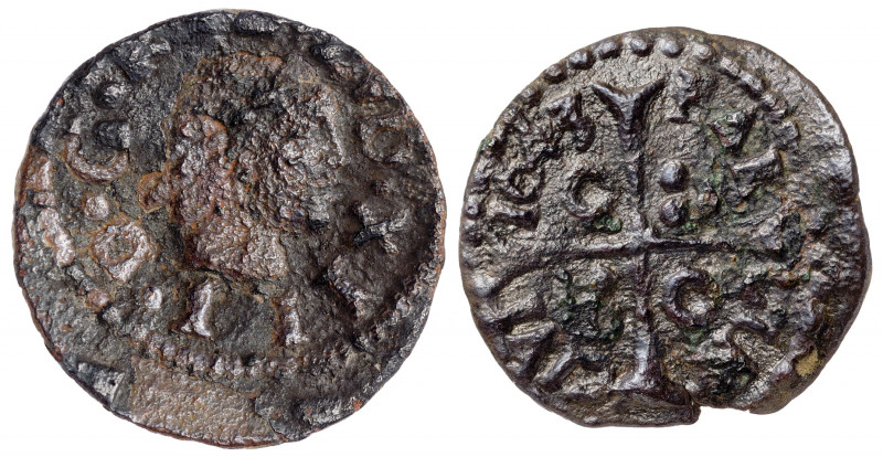Guerra dels Segadors. Barcelona y Cervera. Lote de 2 diners de Lluís XIII. BC+/M...