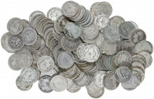 1869 a 1933. 1 peseta. Lote de 157 monedas. A examinar. BC-/BC+.