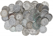 1869 a 1905. 2 pesetas. Lote de 68 monedas. A examinar. BC-/BC+.