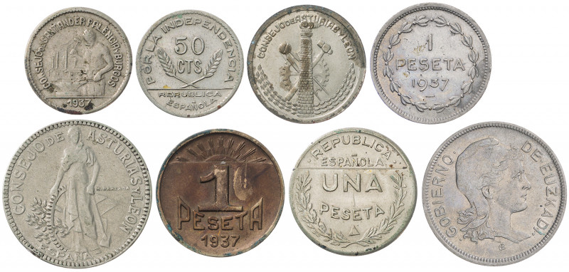 Lote de las series de Asturias y León, Euzkadi y Santander, Palencia y Burgos. T...