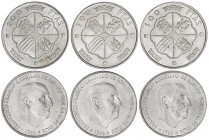 Franco. 100 pesetas. Lote de 6 monedas. A examinar. EBC-/EBC+.