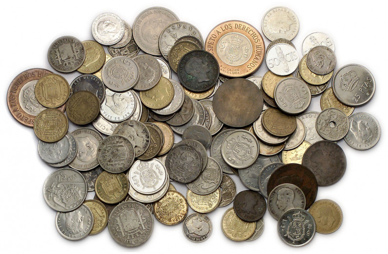 Lote de 105 monedas, desde el Gobierno Provisional hasta Juan Carlos I. A examin...