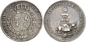1789. Carlos IV. Sanlúcar de Barrameda. Medalla de Proclamación. (Ha. 91) (RAH. 384) (Ruiz Trapero 168) (V. 95) (V.Q. 13142). Grabador: A. de SAA. Gol...