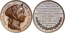 1847. Isabel II. Concesión de la Orden Militar de San Fernando al Regimiento de Ingenieros. Medalla. (V. 387). Grabador: J. A. Pingret. Bronce. 94,60 ...