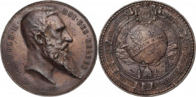 Bélgica. 1894. Leopoldo II. Amberes. Exposición Universal. Medalla. Grabador: Jul Baetes. Golpecitos. Bronce. 105,67 g. Ø61 mm. (MBC).
