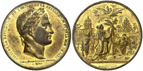 Francia. s/d. Retorno de las cenizas de Napoleón a París. Medalla. Grabador: Montagny. Golpes en canto. Bronce dorado. 76,14 g. Ø52 mm. (EBC).