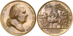 Francia. 1823. Luis XVIII. Regreso triunfal del duque de Angulema en París. Medalla. (Collignon 394) (V.Q. 14239). Grabador. R. Gayrard. Bronce. 47 g....