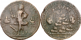 Gran Bretaña. 1739. Almirante Vernon. Batalla de Portobello. Medalla. Bronce. 11,09 g. Ø37 mm. BC.