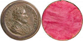 Francia. Enrique IV (1553-1610). Placa unifaz. Reproducción moderna. Latón. 16,12 g. Ø49 mm. EBC.