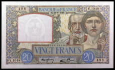 Francia. 1940. Banco de Francia. 20 francos. (Pick 92a). 26 de septiembre. Escaso. EBC-.
