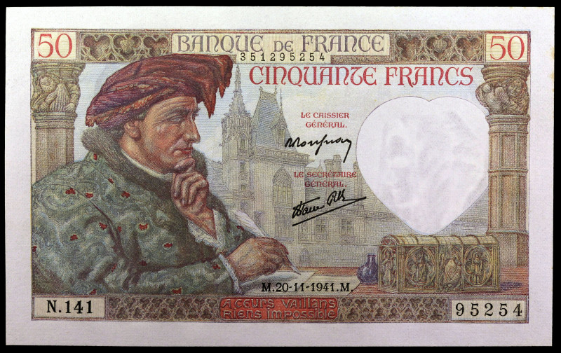 Francia. 1941. Banco de Francia. 50 francos. (Pick 93). 20 de noviembre, Jacques...