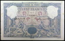 Francia. 1904. Banco de Francia. 100 francos. (Pick 65c). 5 de octubre. Firmas: V. d'Aufreville y Giraud. Pequeñas roturas. Raro. (MBC-).