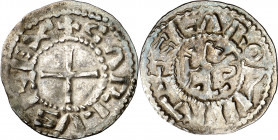 Francia. Carlos el Calvo (840-877). Clermont-Ferrand (Puy-de-Dôme). Dinero. (Depeyrot 331 var (332 como óbolo)). Escasa. AG. 1,84 g. MBC+.