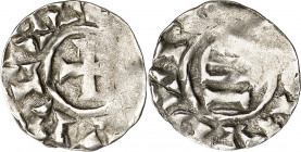 Comtat de Barcelona - Moneda episcopal. Bisbe Frodoí (ca. 870-ca. 890). Barcelona. Òbol d'imitació carolíngia. (Cru.V.S. 10 var) (Cru.C.G. 1809 var). ...