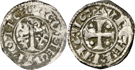 Comtat d'Urgell. Ponç de Cabrera (1236-1243). Agramunt. Òbol. (Cru.V.S. 127 var) (Cru.C.G. 1944 var). Manchitas. Rara. 0,36 g. (MBC+).