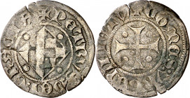 Comtat d'Urgell. Pere d'Aragó (1347-1408). Barcelona. Diner heràldic. (Cru.V.S. 135.2) (Cru.C.G. 1952b) (V.Q. 5696, mismo ejemplar). Grieta. Ex Colecc...