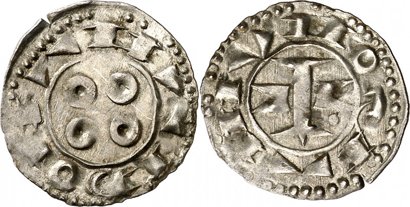 Senyoria de Montpeller. Anónimas del s. XII al XIV. Narbona. Diner melgorès. (Cr...
