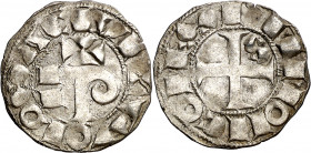 Comtat de Tolosa. Ramon VI (1194-1222) y Ramon VII (1222-1249). Tolosa. Diner. (Cru.Occitània 80). 1,15 g. MBC+.