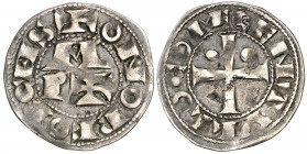 Vescomtat de Bearn. A nom de Cèntul (s. XI-1426). Diner morlà. (Cru.V.S. 166) (Cru.Occitània 92) (Cru.C.G. 2030). 0,81 g. MBC.