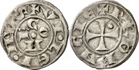 Comtat de Forcalquer. Guillem II d'Urgell (1150-1209). Forcalquer. Diner. (Cru.V.S. 180 var) (Cru.Occitània 117d) (Cru.C.G. 2040e). Atractiva. Rara. 0...