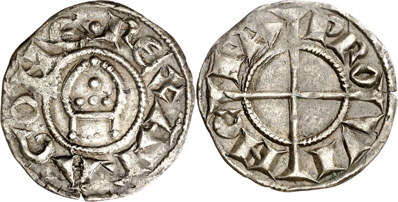 Comtat de Provença. Alfons I (1162-1196). Provença. Diner de la Mitra. (Cru.V.S....