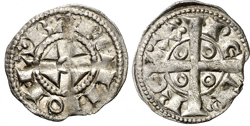 Pere I (1196-1213). Barcelona. Òbol. (Cru.V.S. 301) (Cru.C.G. 2110). 0,44 g. MBC...