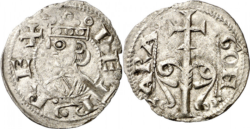 Pere I (1196-1213). Zaragoza. Dinero jaqués. (Cru.V.S. 302) (Cru.C.G. 2116). Esc...