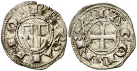 Jaume I (1213-1276). Barcelona. Òbol de doblenc. (Cru.V.S. 305) (Cru.C.G. 2119). Manchitas. Escasa. 0,38 g. MBC+.