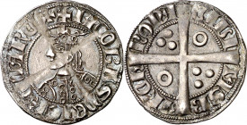 Jaume II (1291-1327). Barcelona. Croat. (Cru.V.S. 334.1) (Cru.C.G. 2151a) (V.Q. 5220, mismo ejemplar). Dos-cuatro-cuatro y dos anillos en el vestido. ...