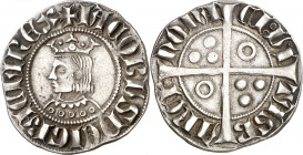 Jaume II (1291-1327). Barcelona. Croat. (Cru.V.S. 337.1) (Cru.C.G. 2154a). A y U góticas. Atractiva. Escasa así. 3,18 g. EBC-.